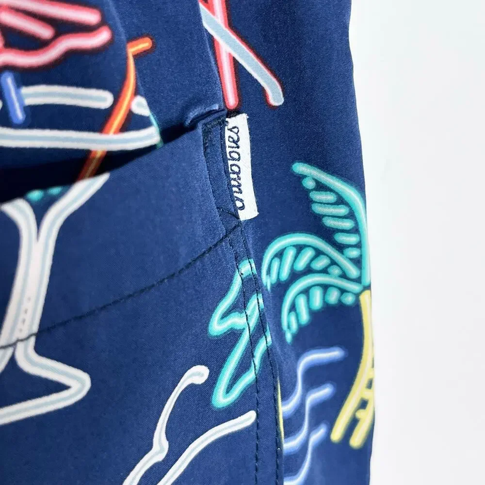 Chubbies Neon Flamingo Palm Tree Swim Trunks Men’s Large Blue